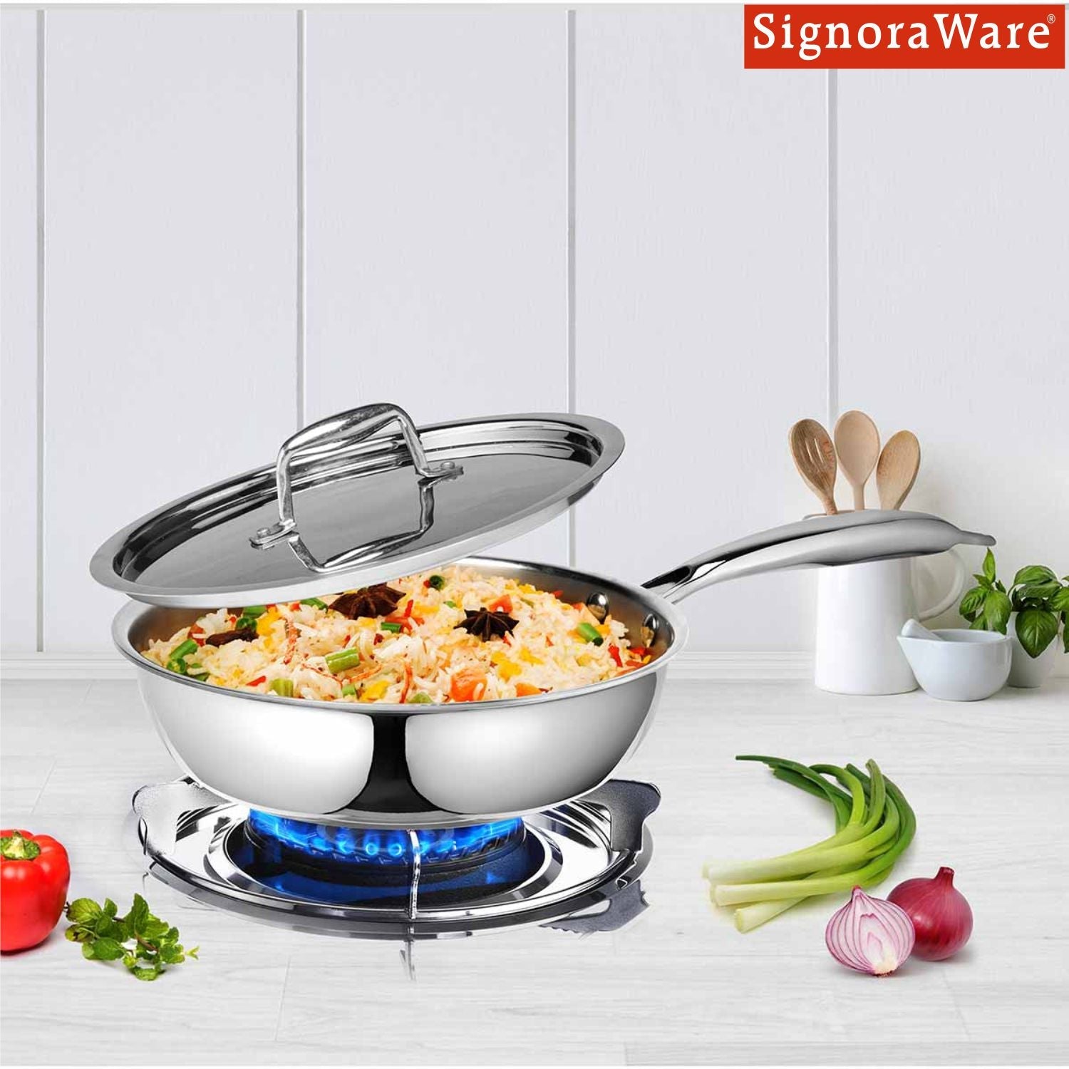 Artista Tri Ply Frypan with Lid 20cm / Capacity 1450ml.