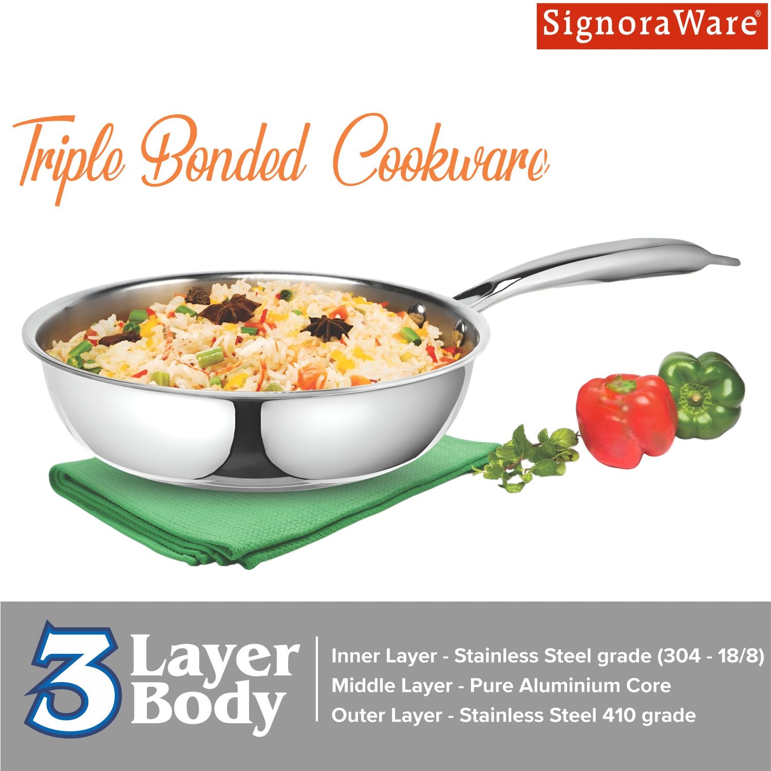 Artista Tri-Ply Frypan 22cm. / Capacity 2100ml.