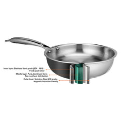 Artista Tri-Ply Frypan with Steel Lid (Induction and Gas compatible) 24cm 2600ml
