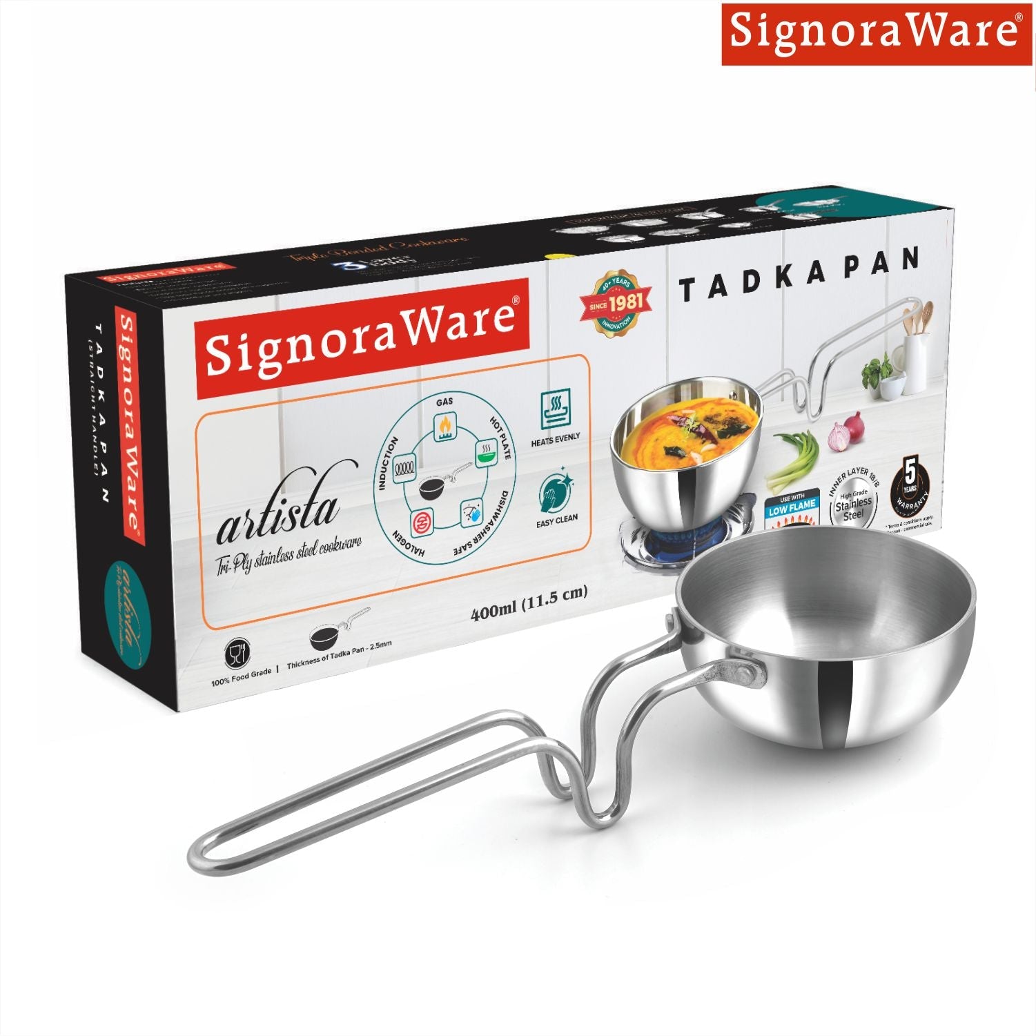 Artista Tri-Ply Tadka Pan 400ml