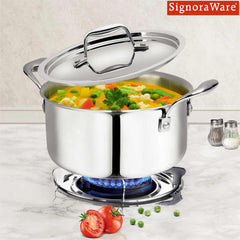 Artista Tri Ply Stewpot 28 cm, 7800ml with Lid | Cooking Pot 18/8 Food Grade Tri Ply Stainless Steel | Durable Soup Pot Stew Simmering Pot (Copy)
