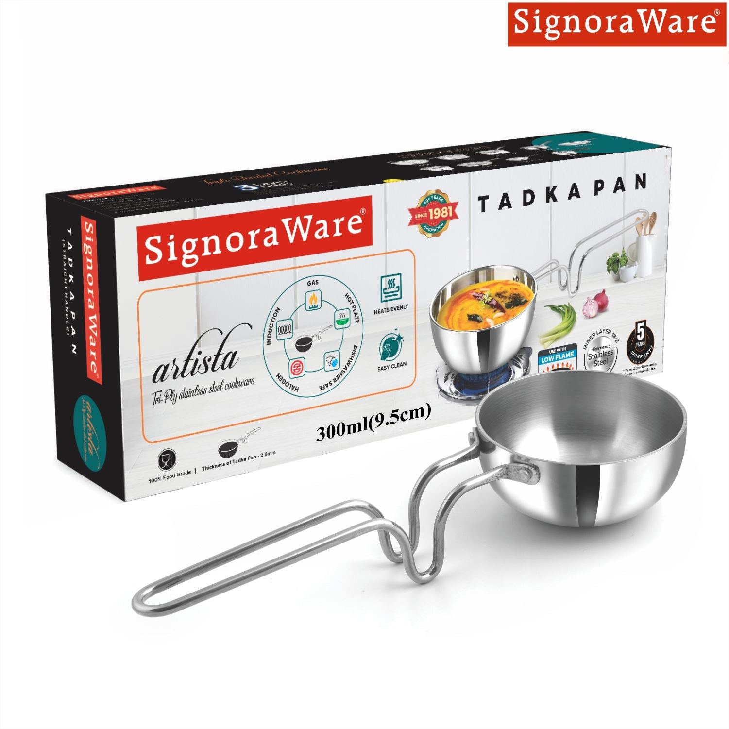 Artista Triply Tadka Pan U-Handle 9.5cm (300ml)