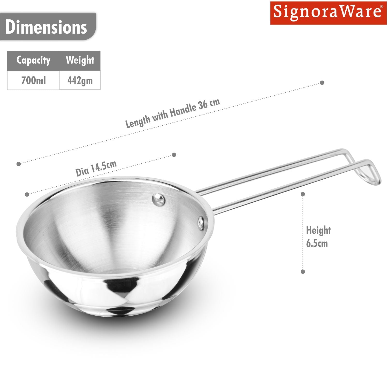 Artista Triply Tadka Pan 13cm (700ml) Straight Handle