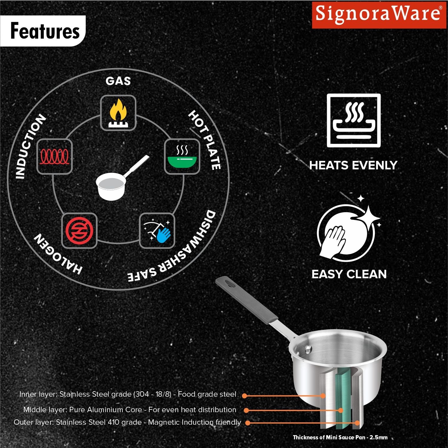 Artista Tri-Ply Mini Saucepan 10cm (500ml)
