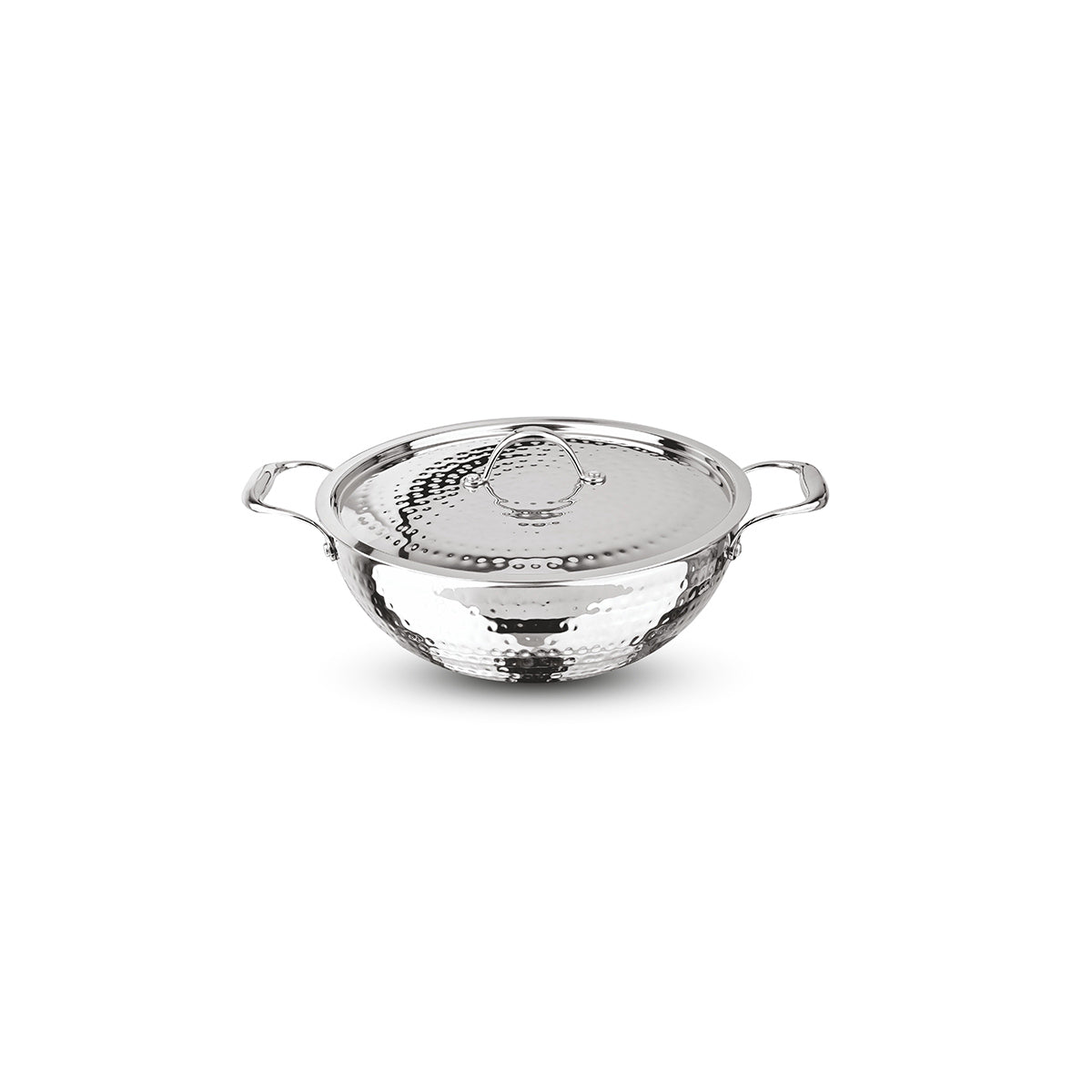 Artista Triply Shallow Kadhai (Hammered) 18cm with Lid