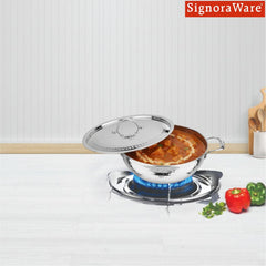 Artista Triply Shallow Kadhai (Hammered) 20cm with Lid