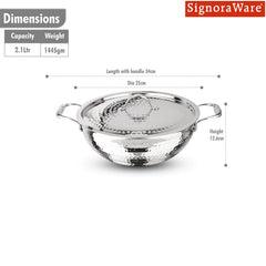 Artista Triply Shallow Kadhai (Hammered) 22cm with Lid