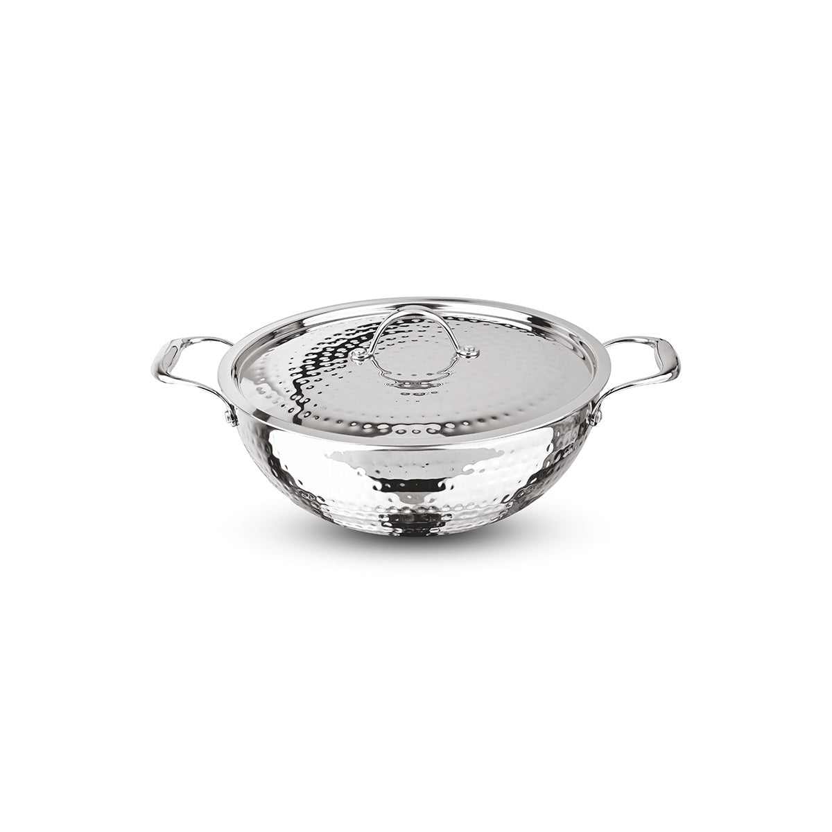 Artista Triply Shallow Kadhai (Hammered) 22cm with Lid
