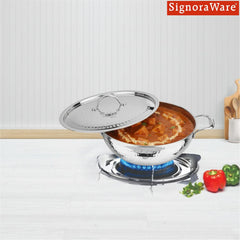 Artista Triply Shallow Kadhai (Hammered) 24cm with Lid