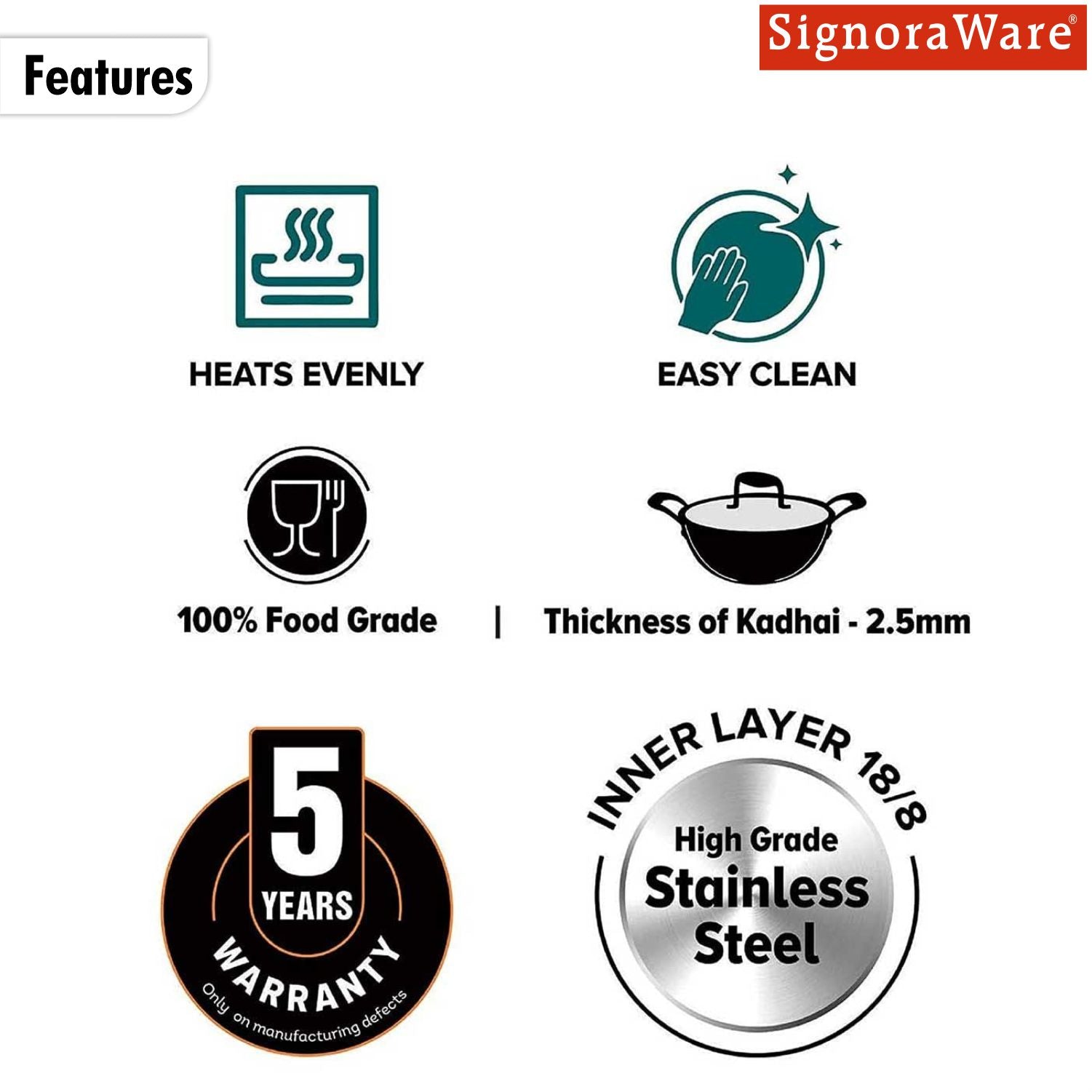 Artista Triply Shallow Kadhai (Hammered) 28cm with Lid