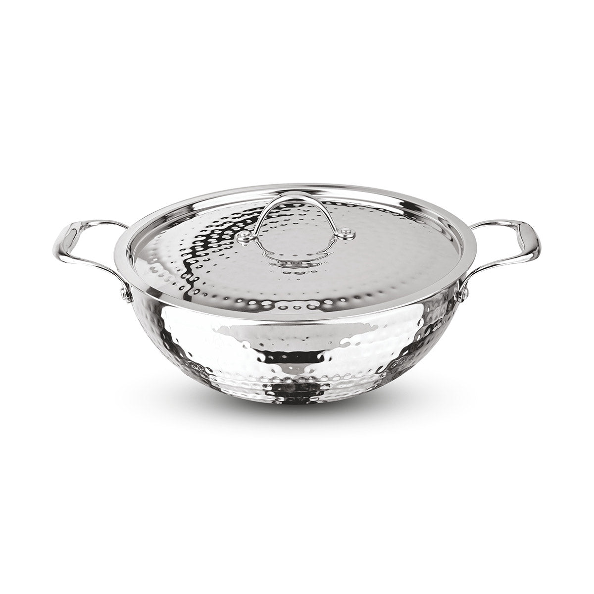 Artista Triply Shallow Kadhai (Hammered) 28cm with Lid