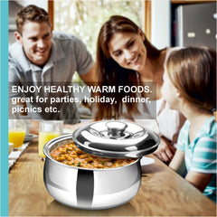 Hot Delight Casserole (1000ml) - Double Wall Stainless Steel Insulated casserole - Keep Food Hot for longer time