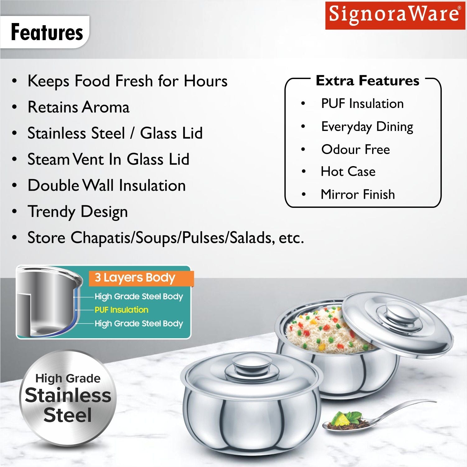 Hot Delight Casserole 1500ml + 1500ml (Set of 2)