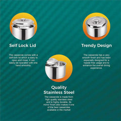Hot Delight Casserole (Set of 2) 1500ml + 1000ml | Double Wall Stainless Steel Insulated Casserole | Keep Food Hot For Longer Time