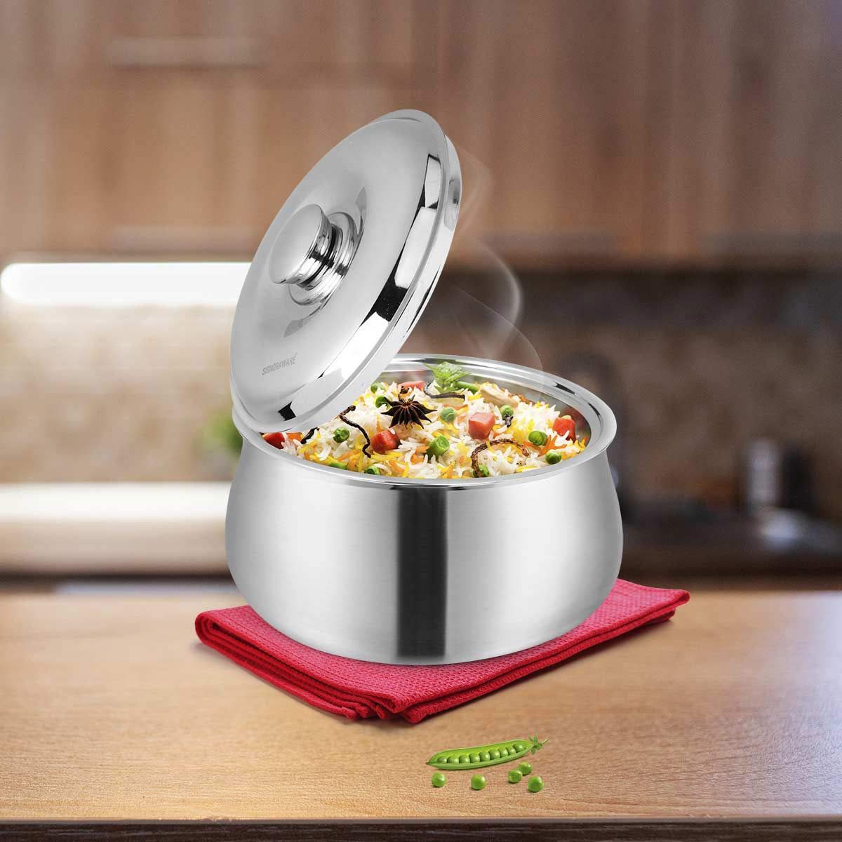 Hot Delight Casserole (Set of 2) 1500ml + 1000ml | Double Wall Stainless Steel Insulated Casserole | Keep Food Hot For Longer Time
