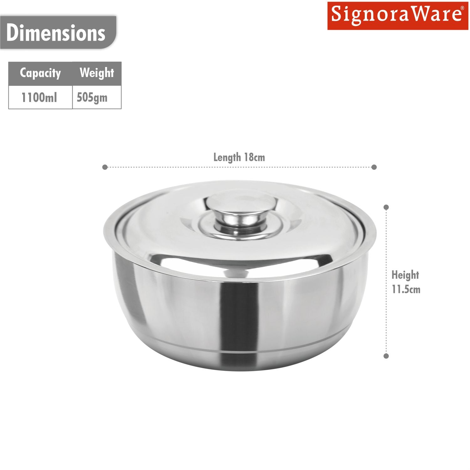Casserole With Steel Lid 1100 ml