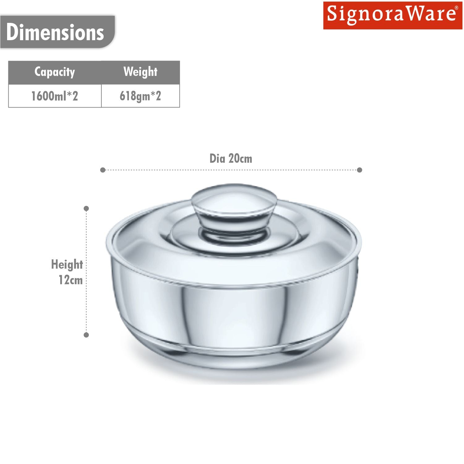 Fresh Casserole (1600ml+1600ml) Set of 2