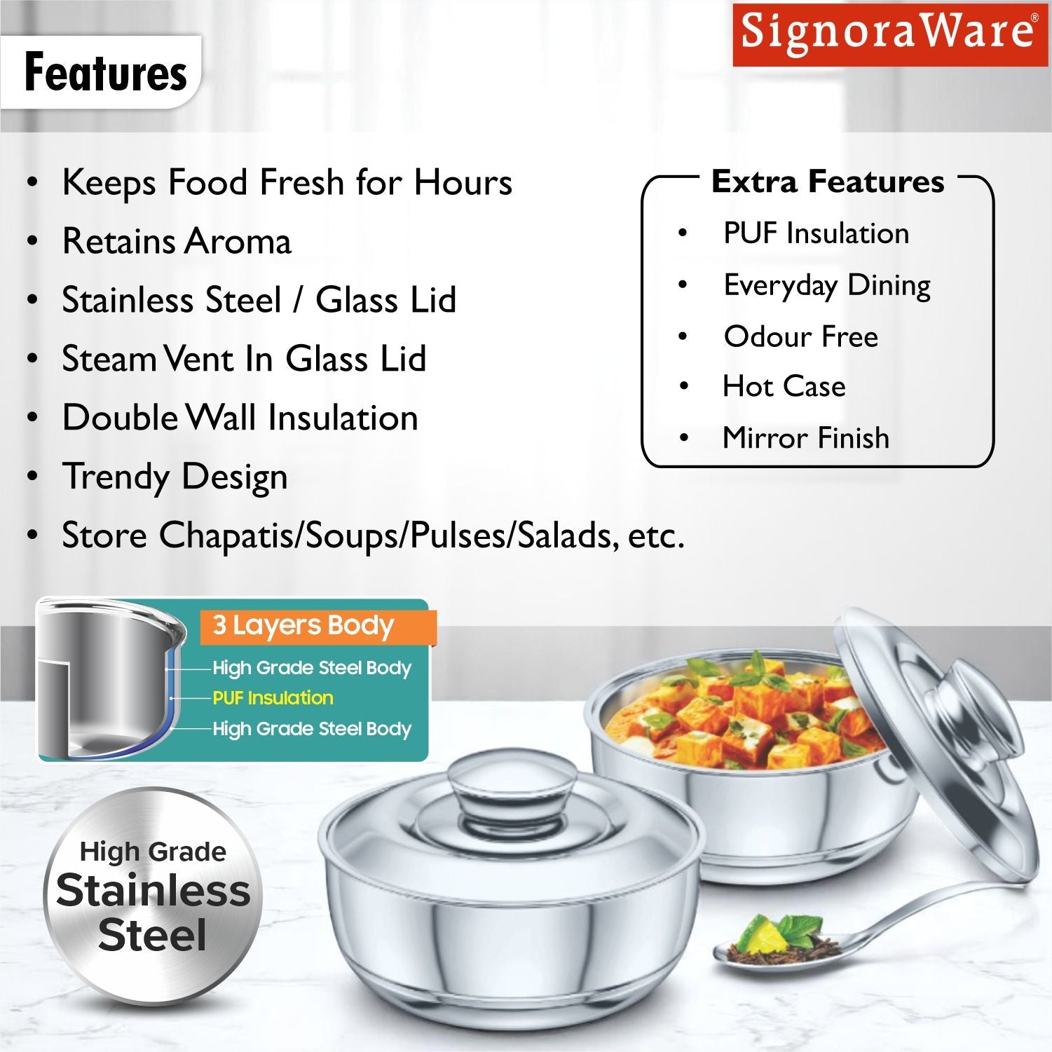 Fresh Casserole (1600ml+1600ml) Set of 2