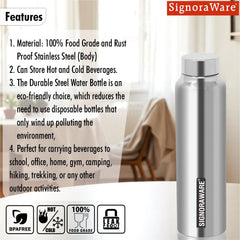 Aqua Steel Water Bottle 500 ml (Matt Finish)