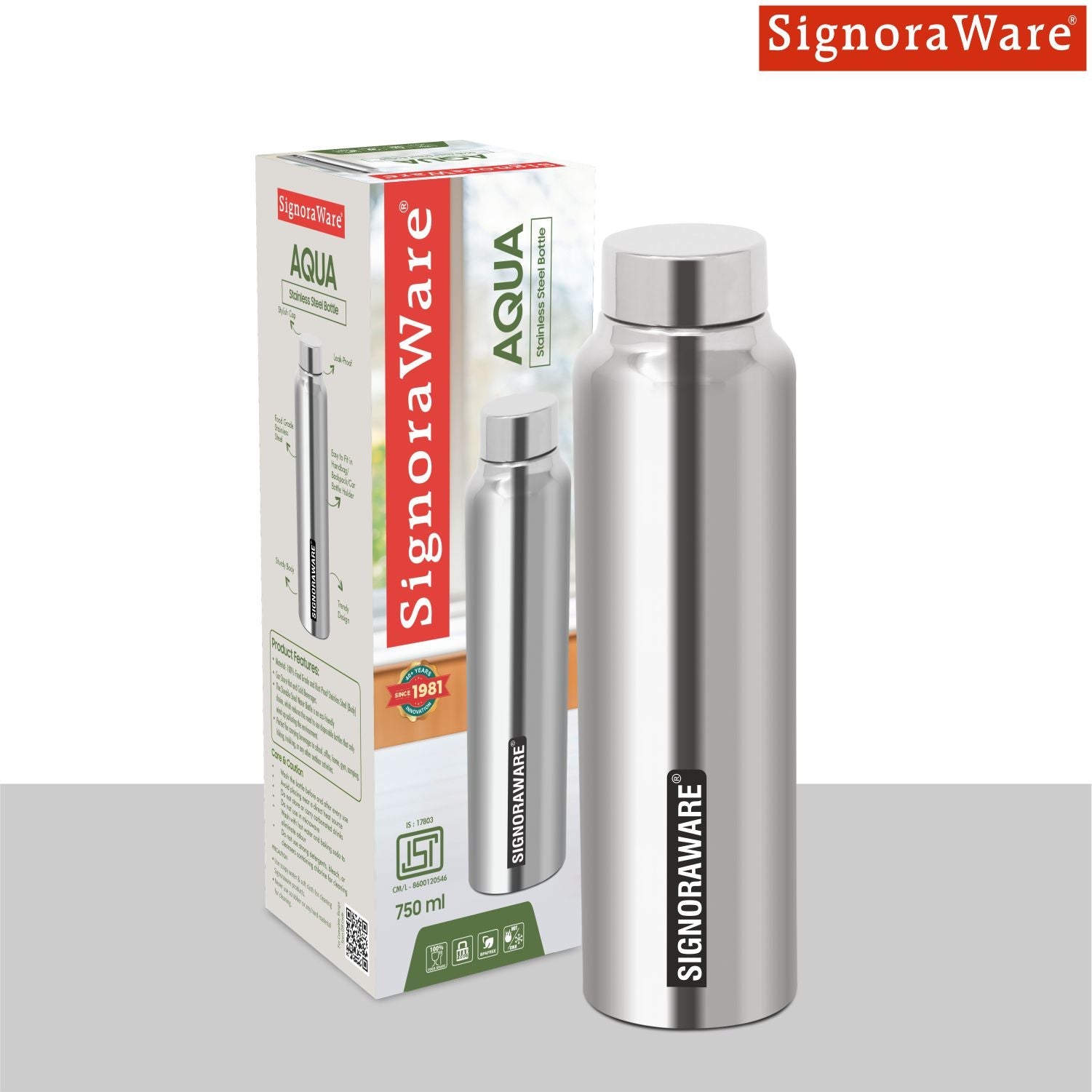 Aqua Steel Water Bottle 500 ml (Matt Finish)