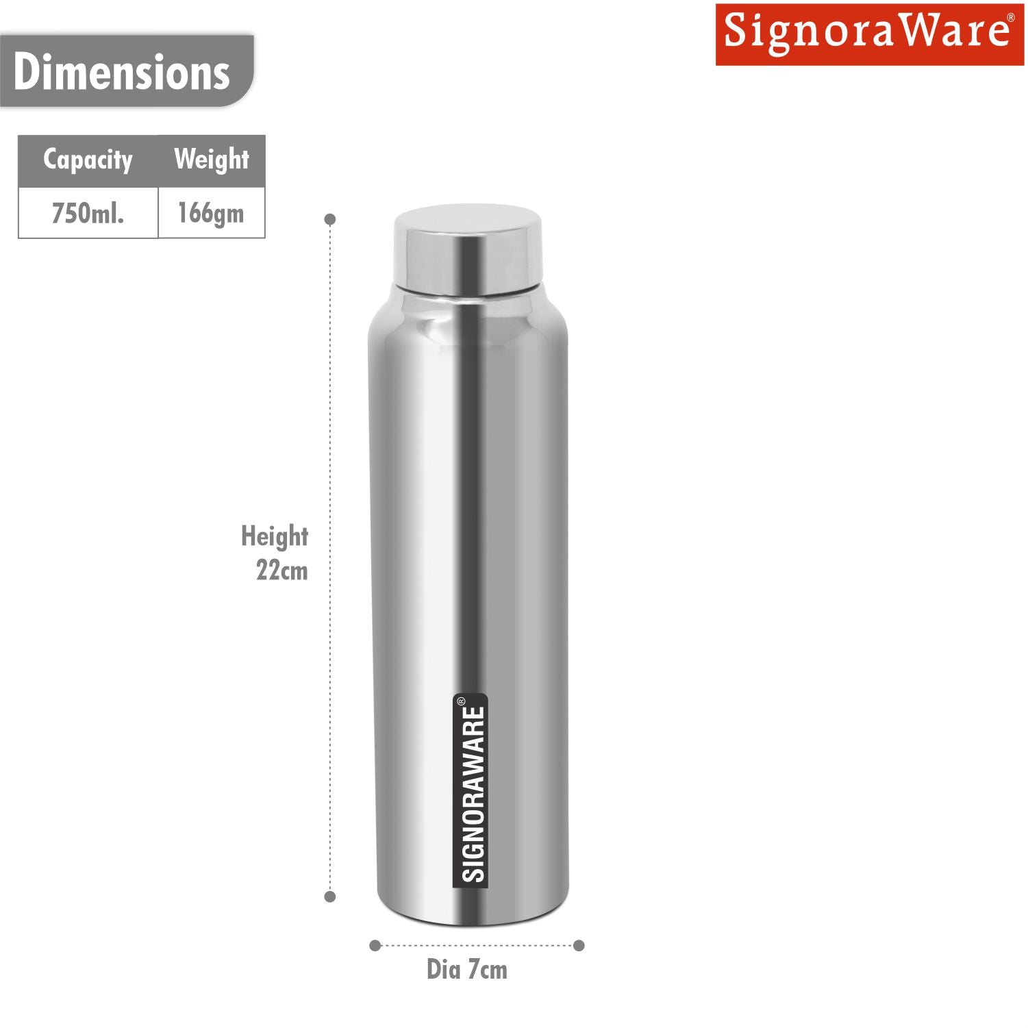Aqua Steel Water Bottle 750 ml (Matt Finish)