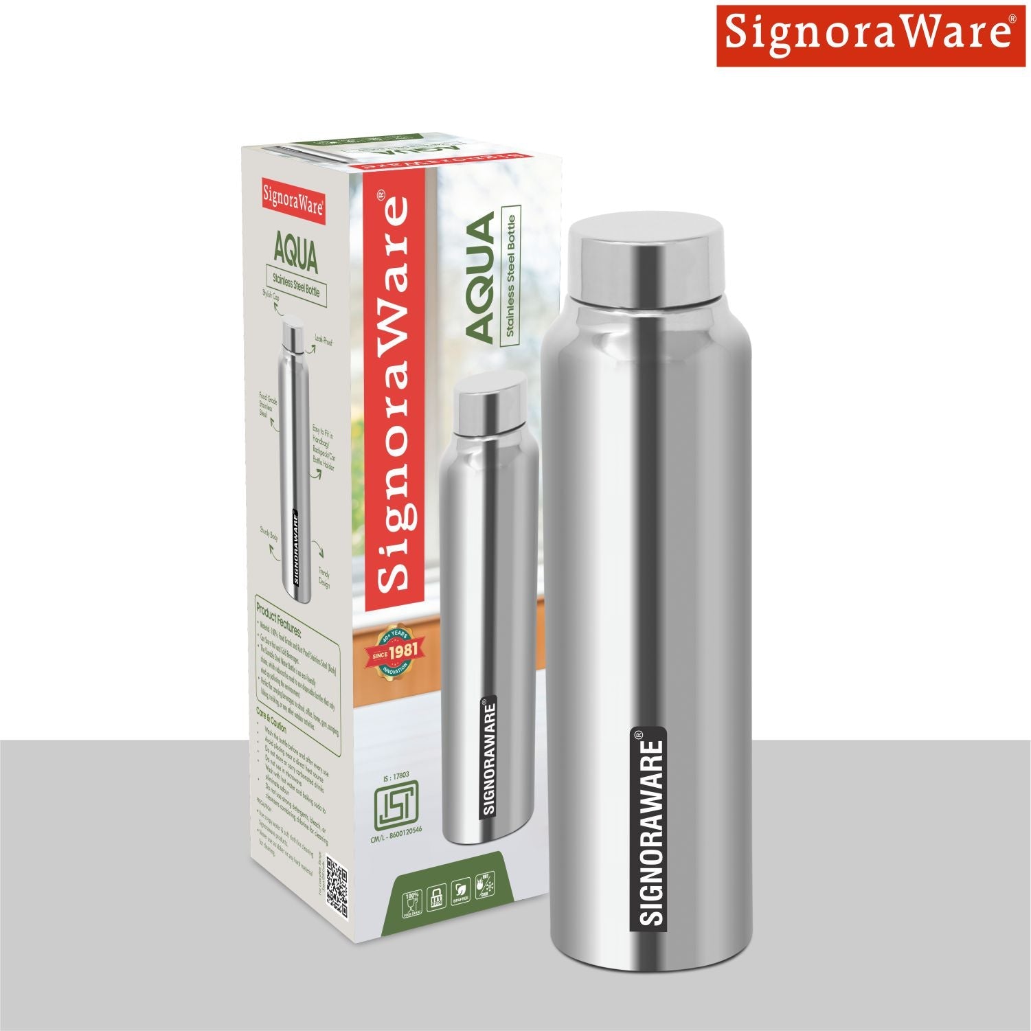 Aqua Steel Water Bottle 1000 ml (Matt Finish)