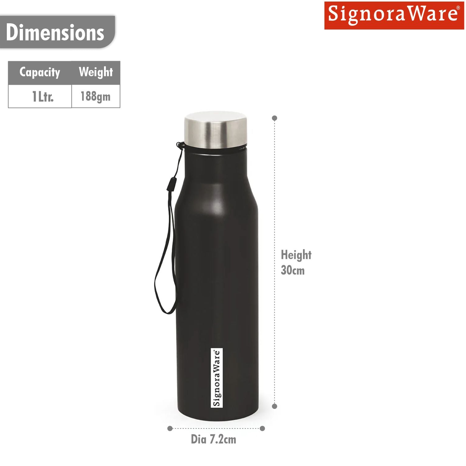 Blaze Steel Water Bottle 1 Litre (Coloured)