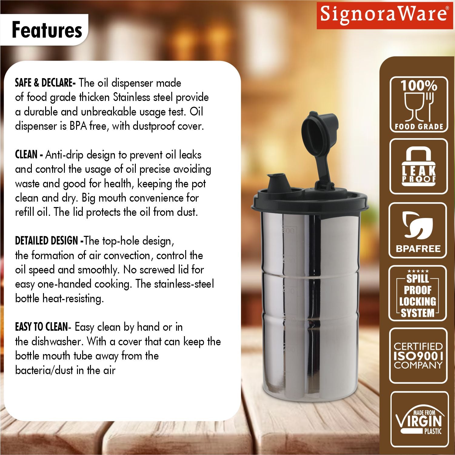 Easy Flow Steel Oil Dispenser 650ml