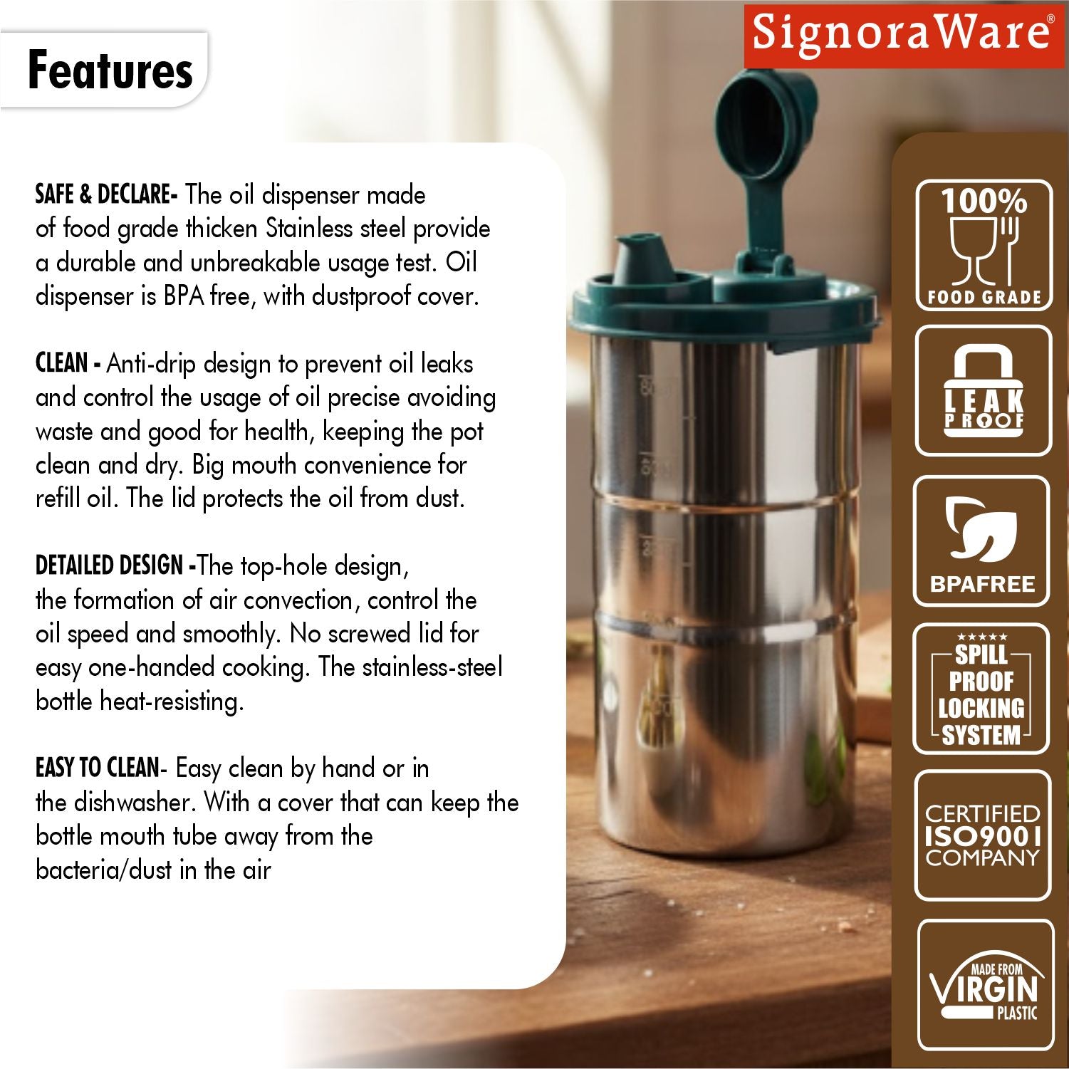 Easy Flow Steel Oil Dispenser 650ml