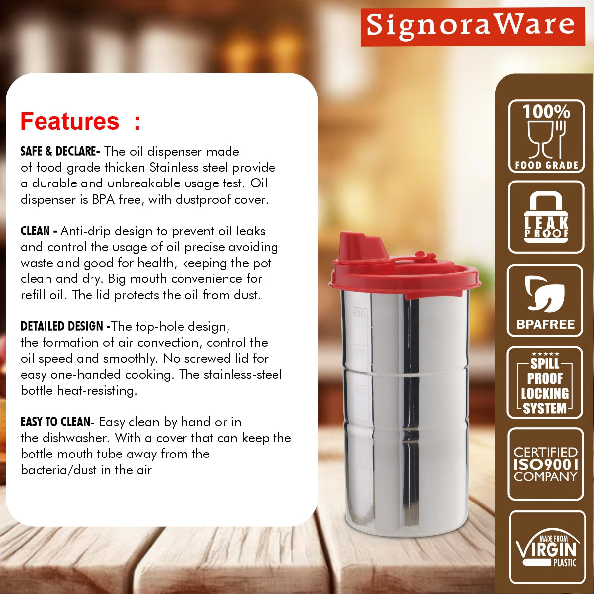 Easy Flow Steel Oil Dispenser 650ml