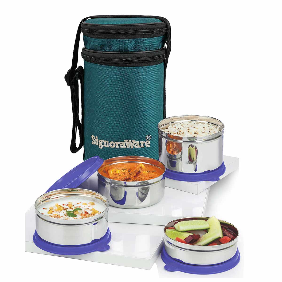 Executive Stainless Steel Lunch Box Set, Set of 4, Big