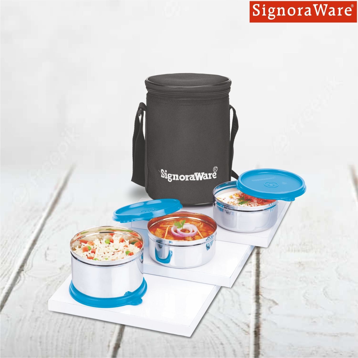 Executive Stainless Steel Lunch Box Set, Set of 3, Medium