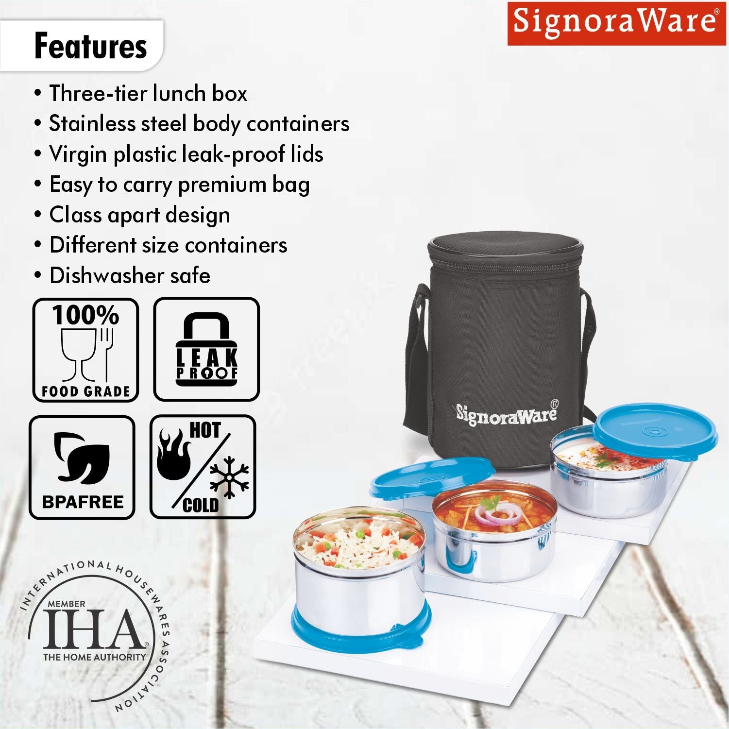 Executive Stainless Steel Lunch Box Set, Set of 3, Medium