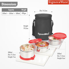 Executive Stainless Steel Lunch Box Set, Set of 3, Medium