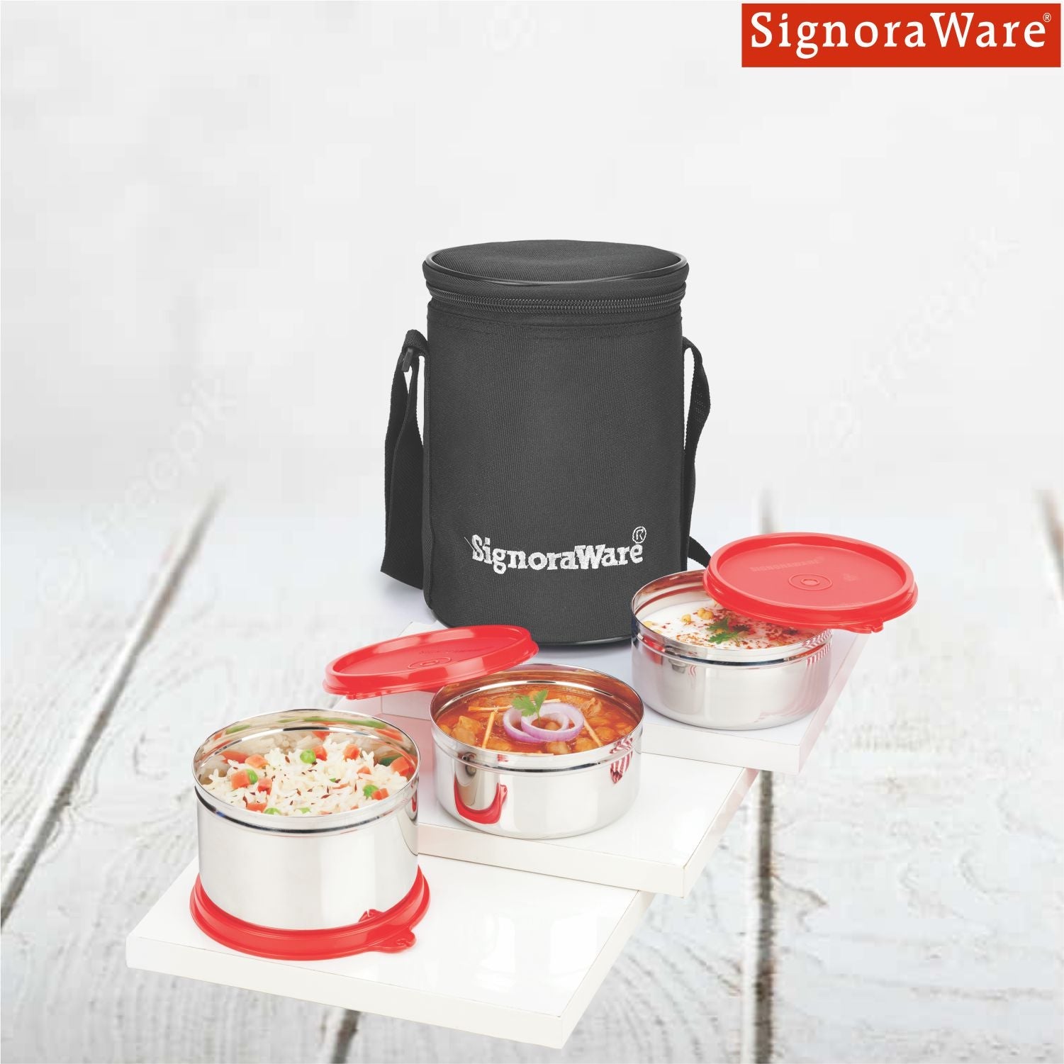 Executive Stainless Steel Lunch Box Set, Set of 3, Medium