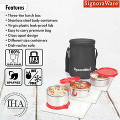 Executive Stainless Steel Lunch Box Set, Set of 3, Medium
