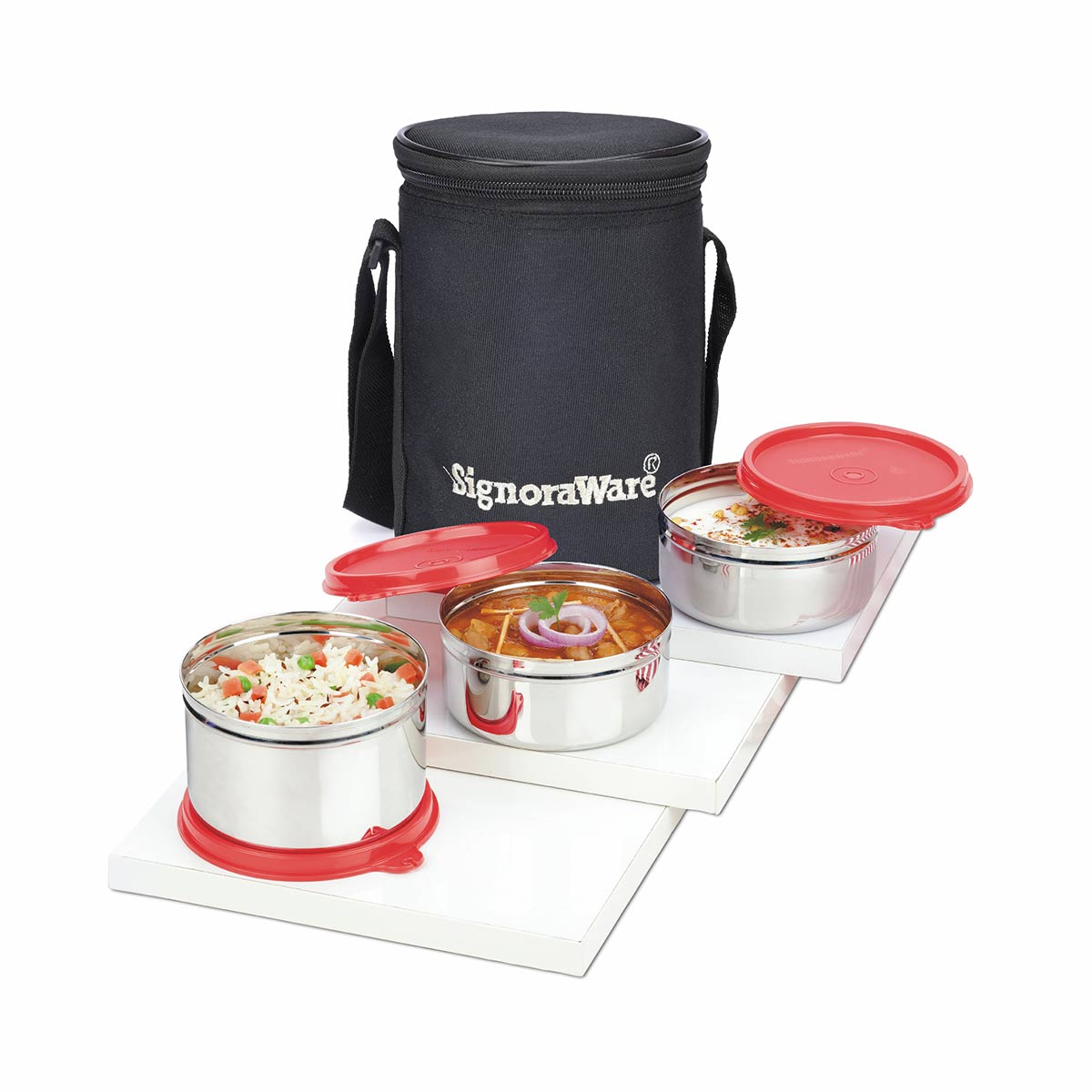Executive Stainless Steel Lunch Box Set, Set of 3, Medium