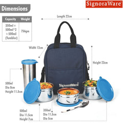 Fusion Medium Steel Lunch Box with Tumbler