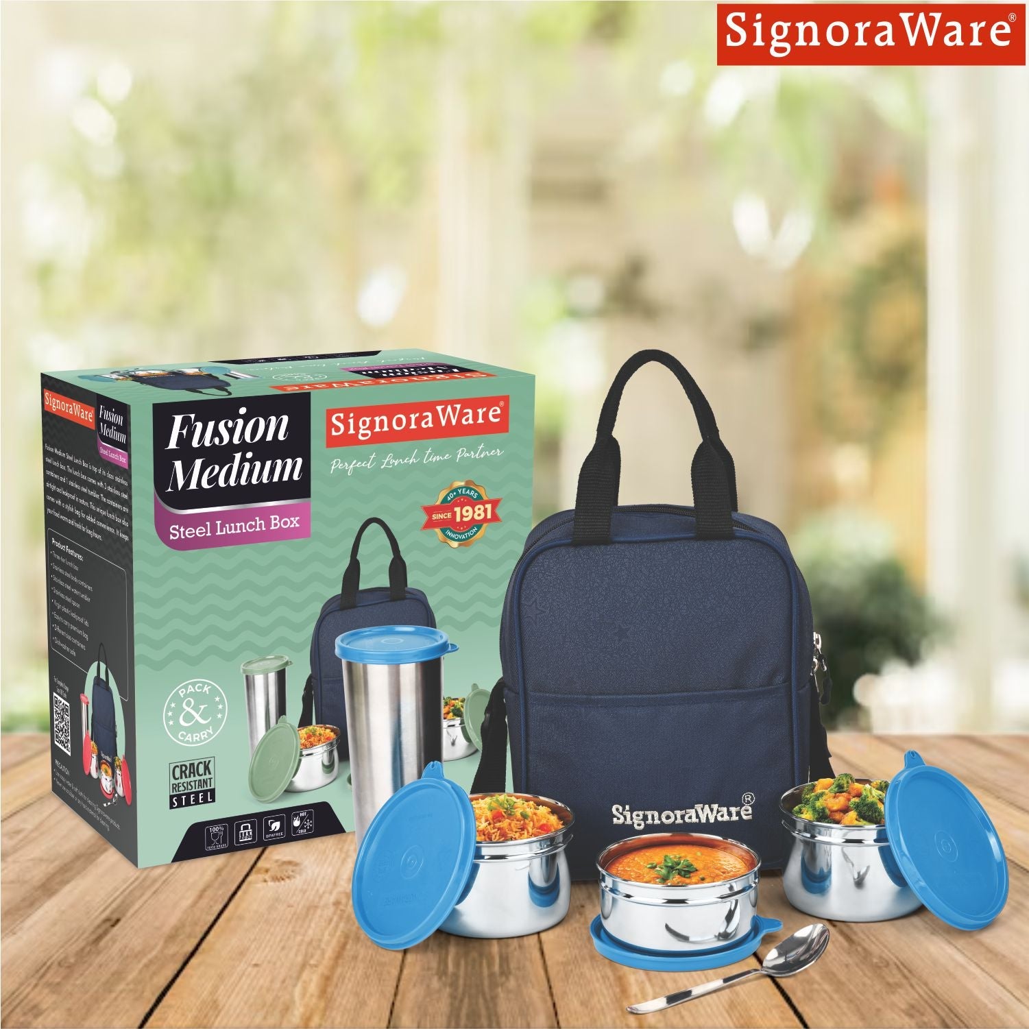 Fusion Medium Steel Lunch Box with Tumbler