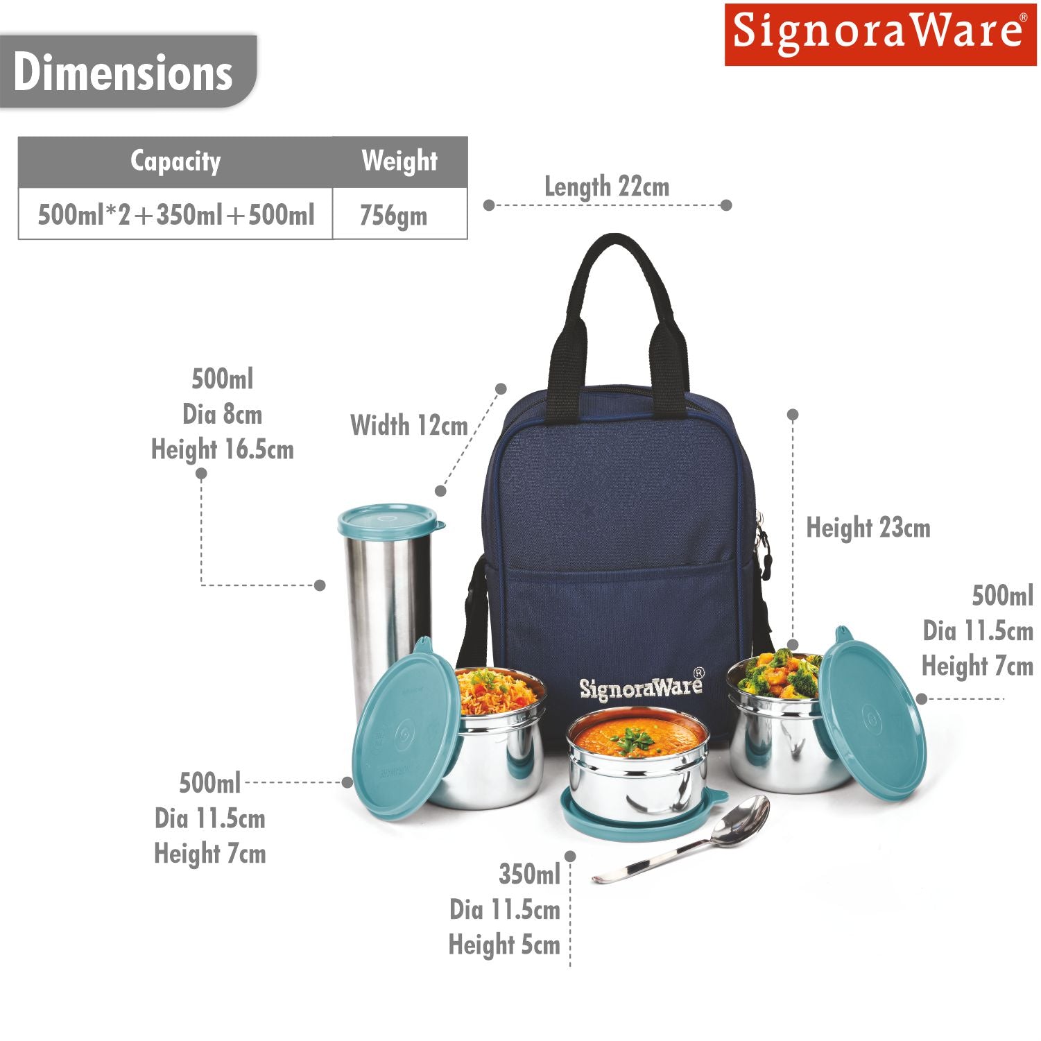 Fusion Medium Steel Lunch Box with Tumbler