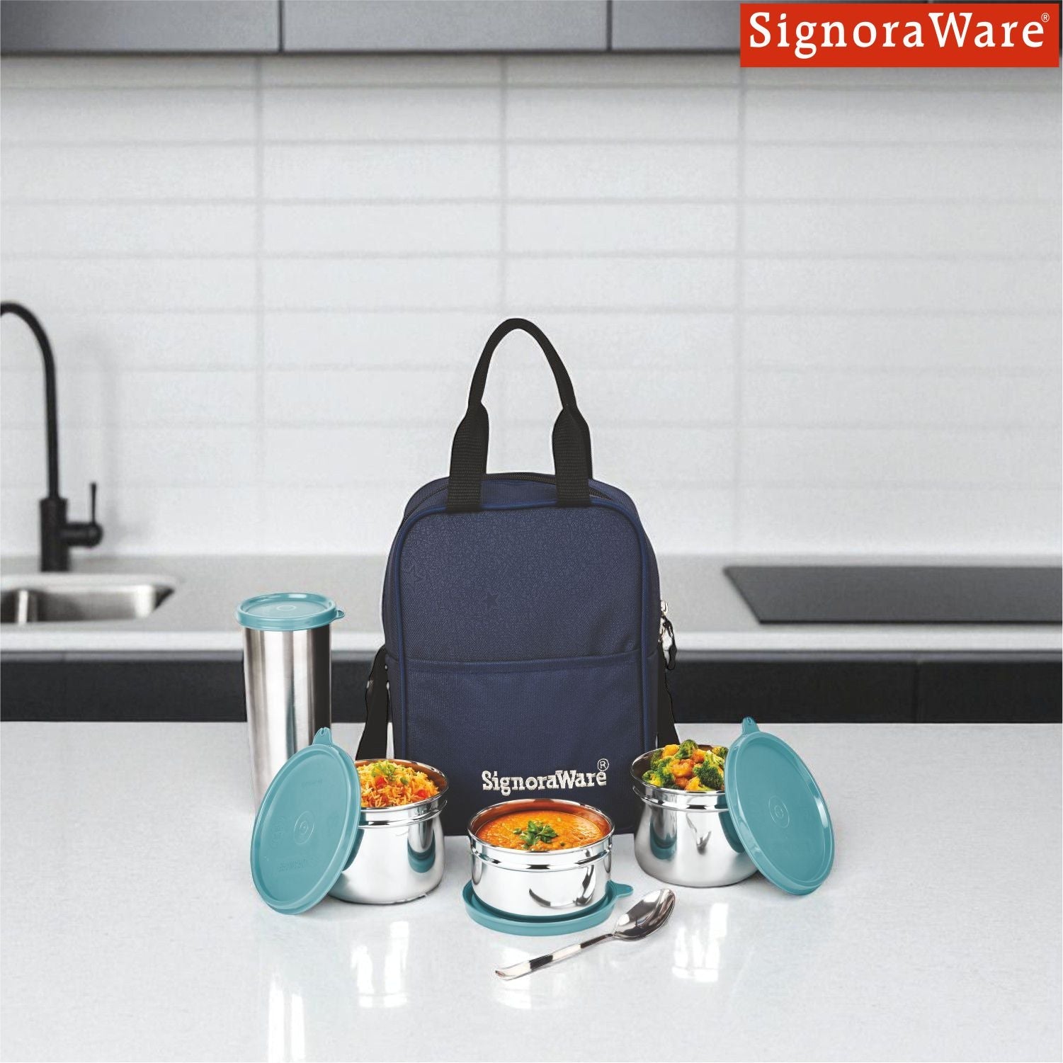 Fusion Medium Steel Lunch Box with Tumbler