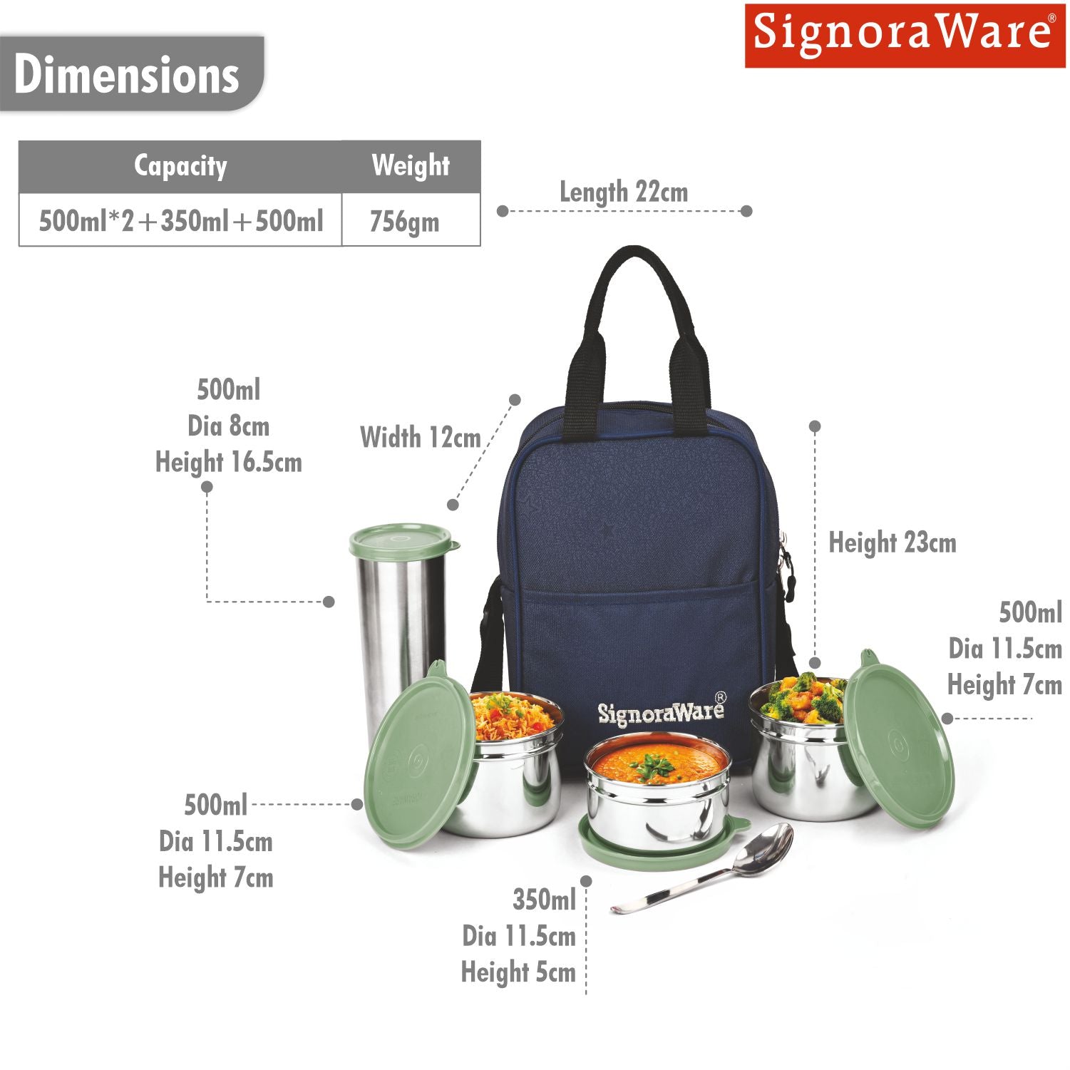 Fusion Medium Steel Lunch Box with Tumbler