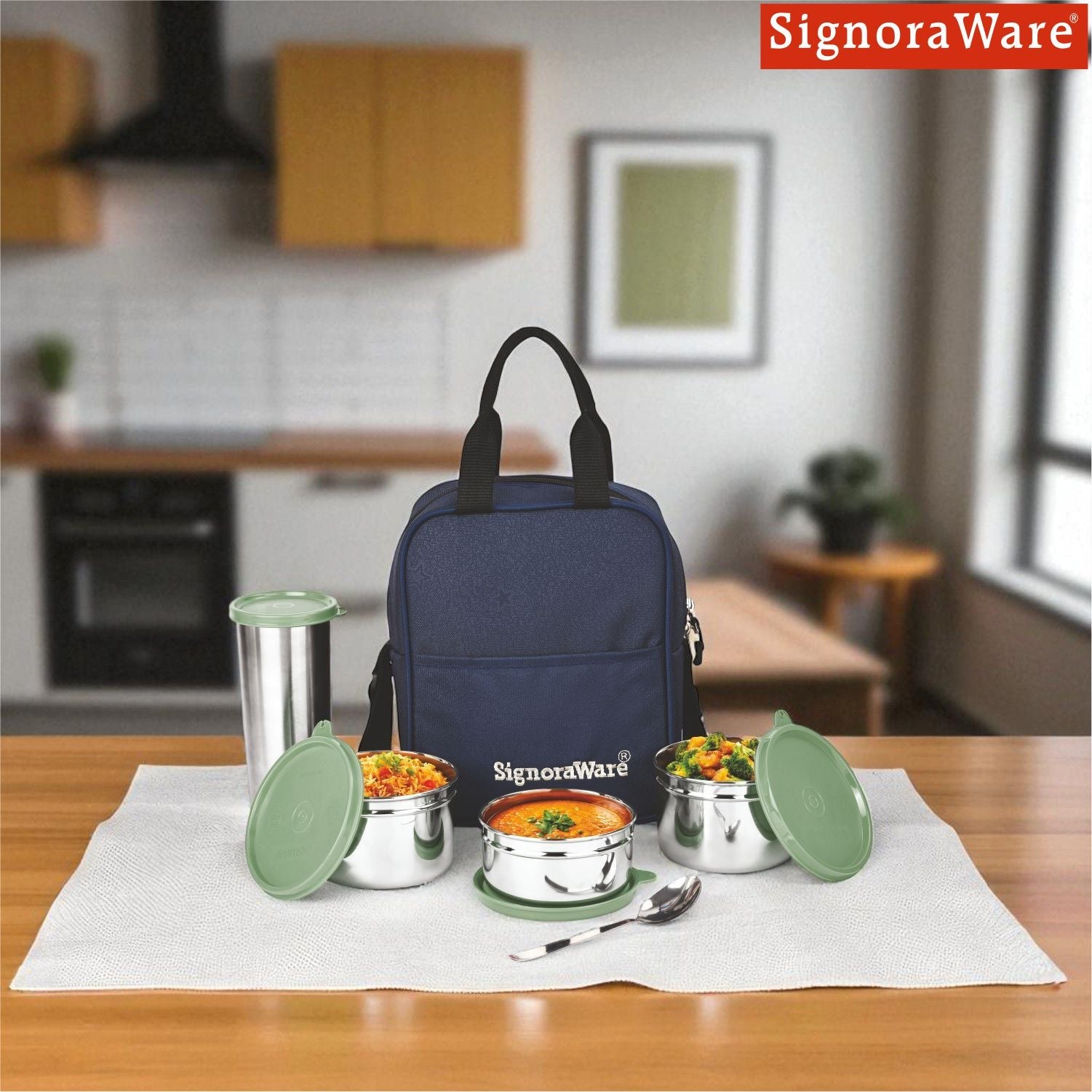 Fusion Medium Steel Lunch Box with Tumbler