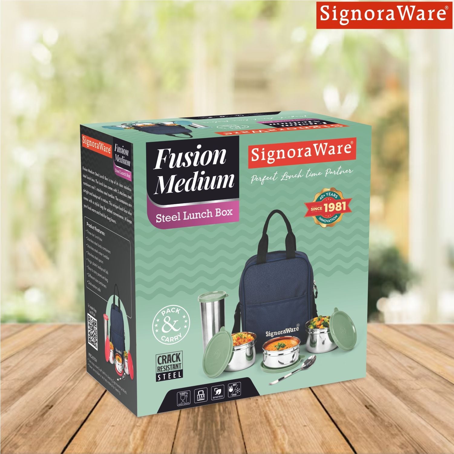 Fusion Medium Steel Lunch Box with Tumbler