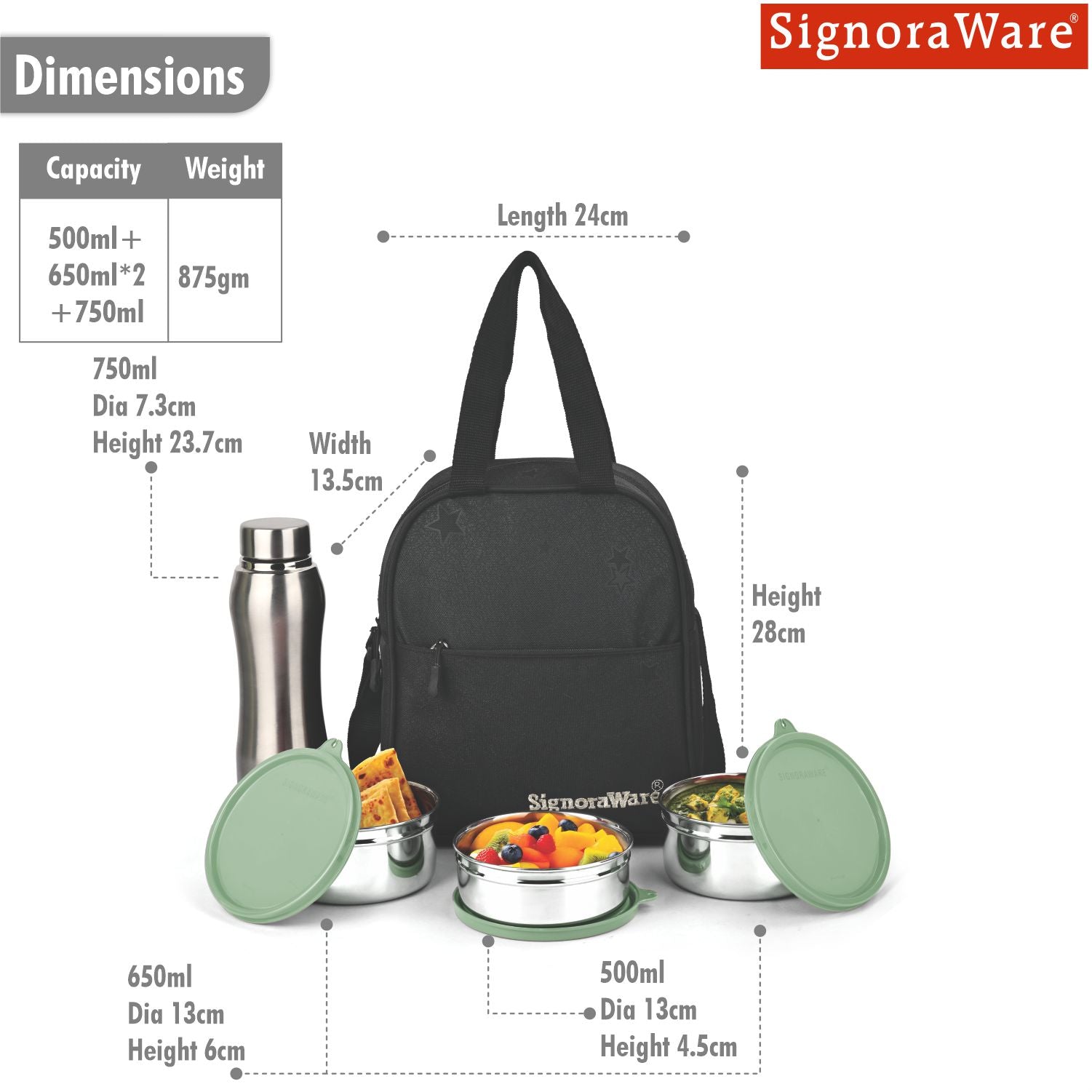 Fusion Big Steel Lunch Box with Bottle