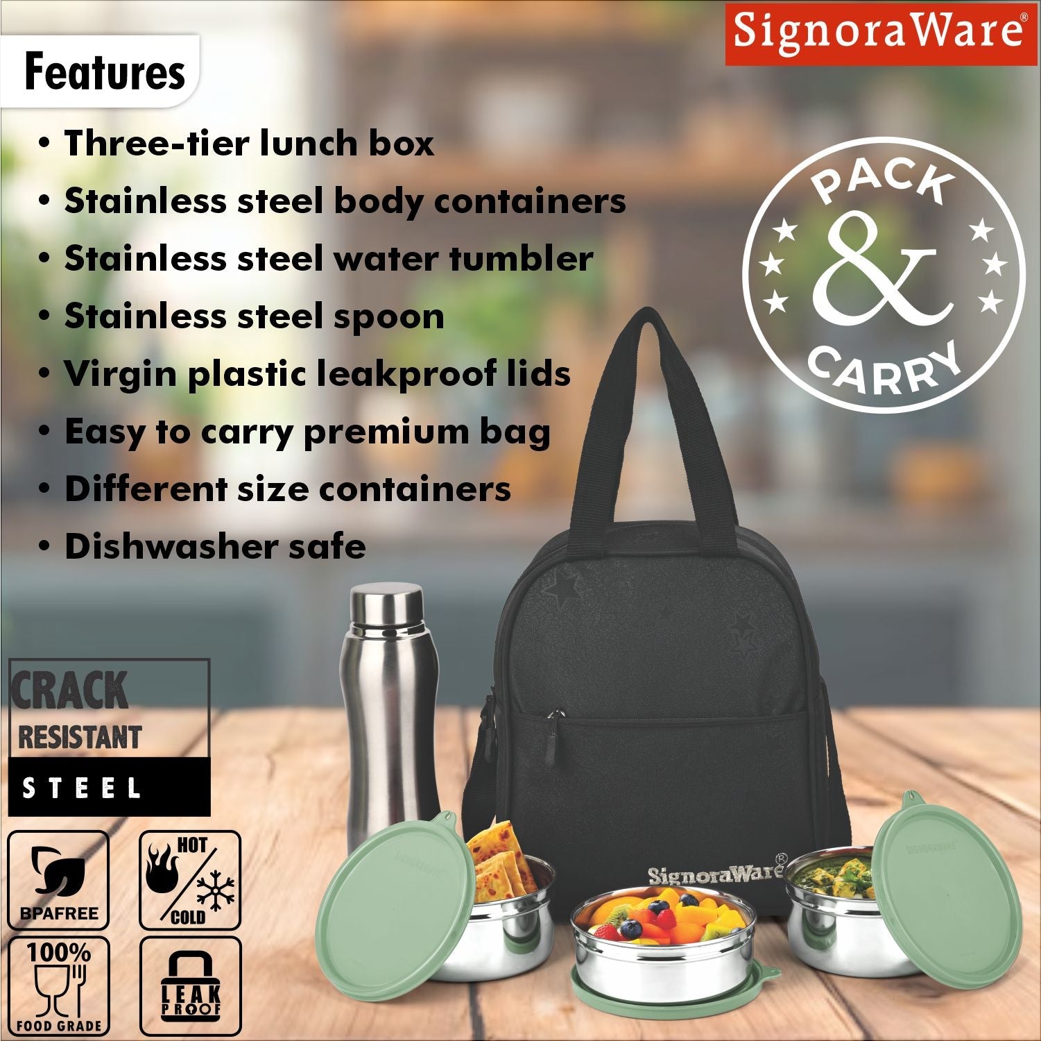 Fusion Big Steel Lunch Box with Bottle