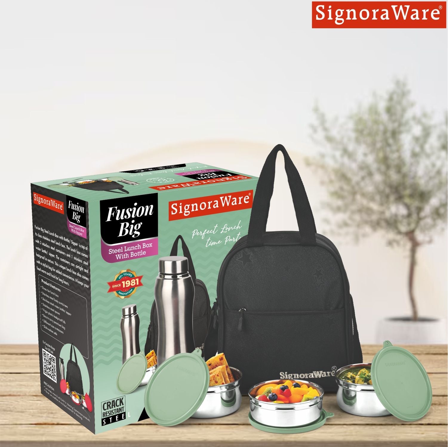 Fusion Big Steel Lunch Box with Bottle