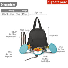 Fusion Big Steel Lunch Box with Bottle