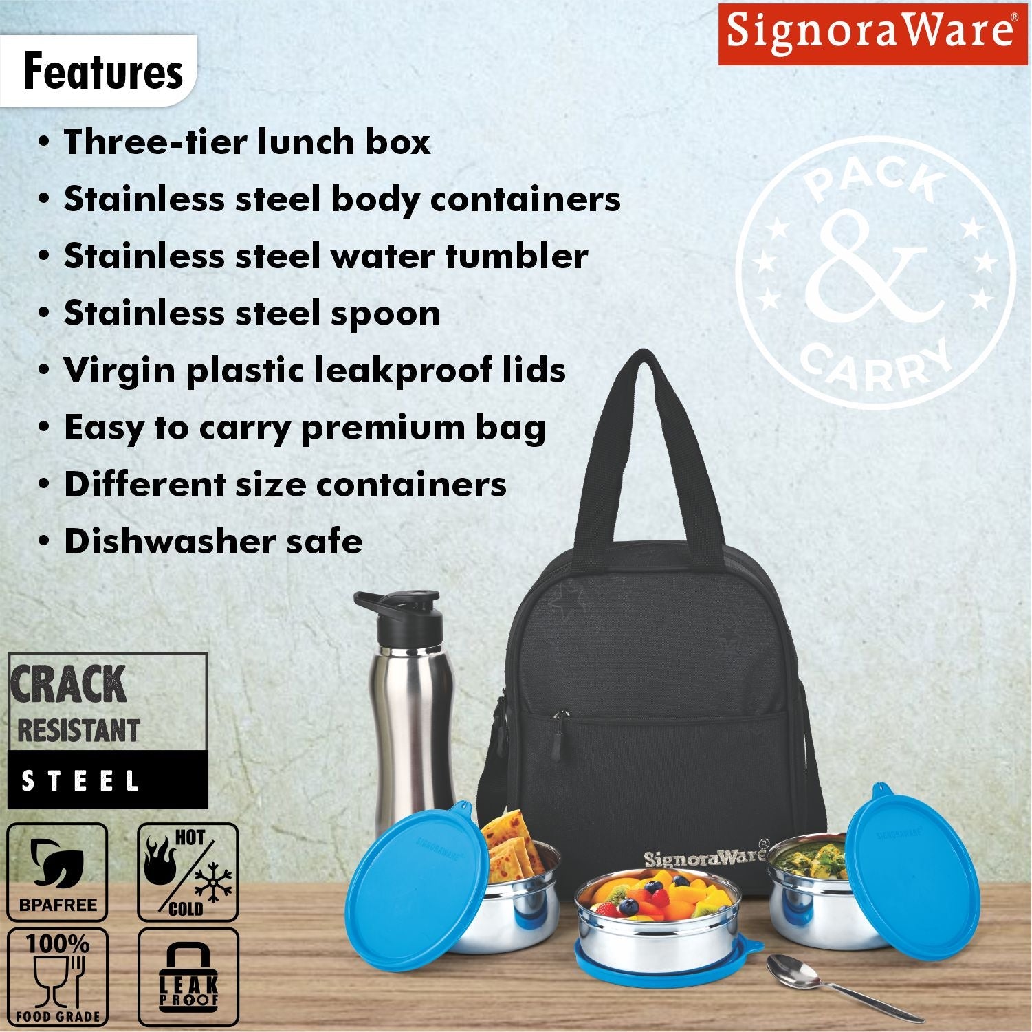 Fusion Big Steel Lunch Box with Sipper