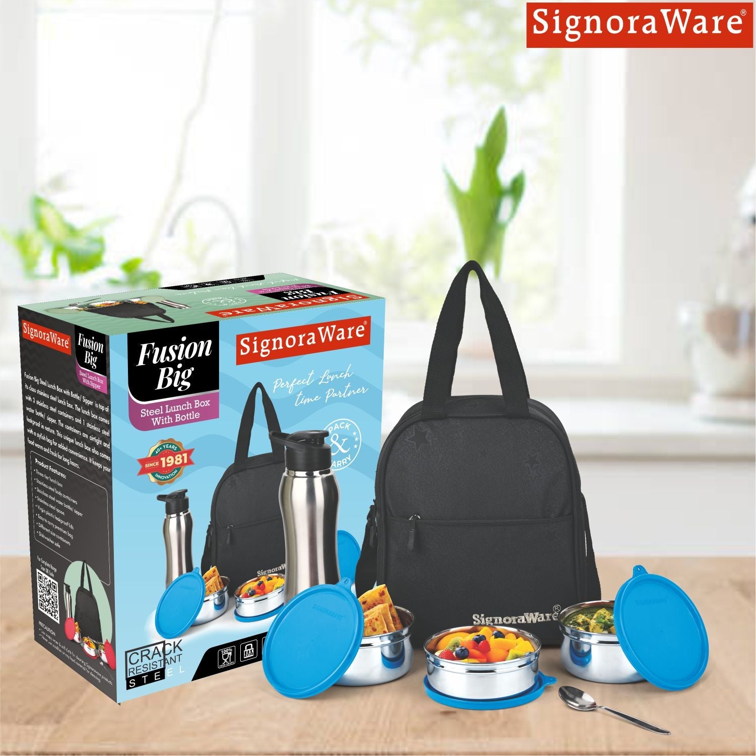 Fusion Big Steel Lunch Box with Sipper